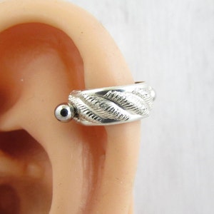 Silver Helix Cuff - Helix Piercing Jewelry - 316L Stainless Steel - Helix Earring - Upper Helix Piercing - Pierced Cuff - Straight Barbell