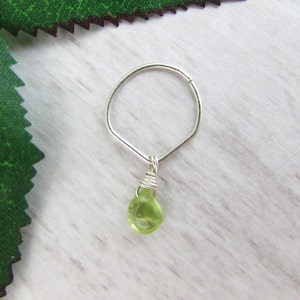 Anel de Prata Turmalina em Forma de V Sem Costura - 14g 16g 18g 20g 22g Piercing de Nariz - Argola Sem Fim - Septo Tragus Hélice Torre Concha Lábio Brinco Barriga