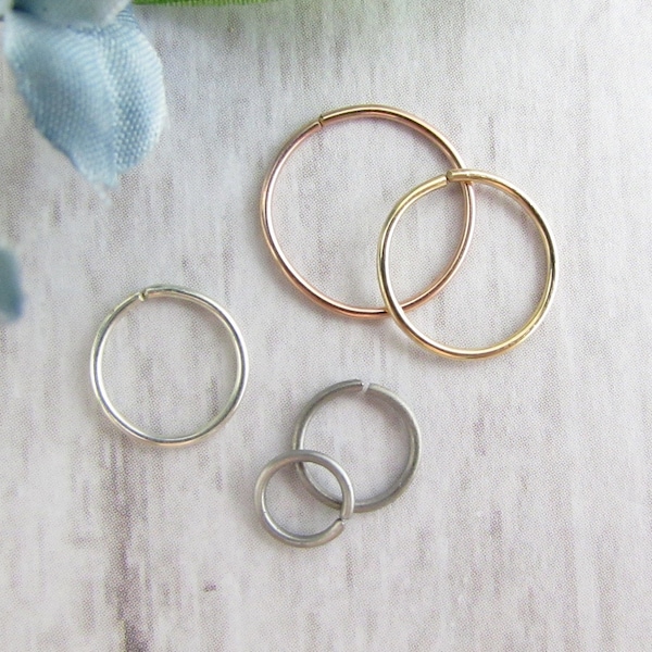 20g Seamless Ring - 4mm 5mm 6mm 7mm 8mm 9mm 10mm 11mm 12mm Nose Ring - Endless Septum Ring - Belly Tragus Helix Rook Conch Earring Lip Ring