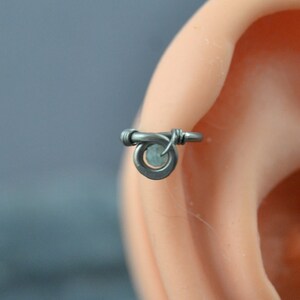 Greecian Hellene Apatite Helix Earring, Gemstone Helix Hoop, Helix Piercing, Helix Ring, Cartilage Earring, Cartilage Hoop, Forward Helix