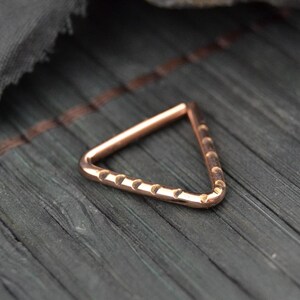 Rose Gold Hatched Triangle Cartilage Earring, 14k Rose Gold Fill Cartilage Hoop, Cartilage Piercing, Cartilage Ring, Endless Earring