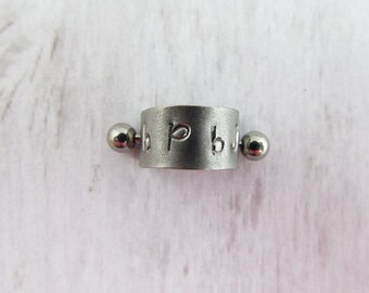 Internally Threaded Personalized Cartilage Cuff - Cartilage Jewelry - Helix Earring - Tragus Piercing - Conch Earring -Pierced Cuff -16g 14g