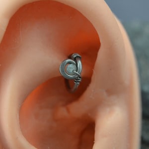 Grecian Apatite Rook Earring, Gemstone Rook Hoop, Rook Piercing, Rook Ring, Cartilage Earring, Cartilage Hoop, Forward Helix, Hidden Helix