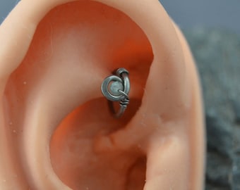 Grecian Apatite Rook Earring, Gemstone Rook Hoop, Rook Piercing, Rook Ring, Cartilage Earring, Cartilage Hoop, Forward Helix, Hidden Helix