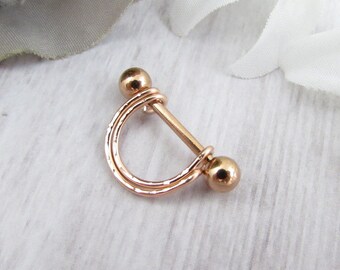 - Sold as a Pair Rose Gold Colored Cupids Heart Nipple Shield Ring 14G 1.6mm - Sold as a Pair Rose Gold Colored Cupids Heart Nipple Shield Ring 14G 1.6mm