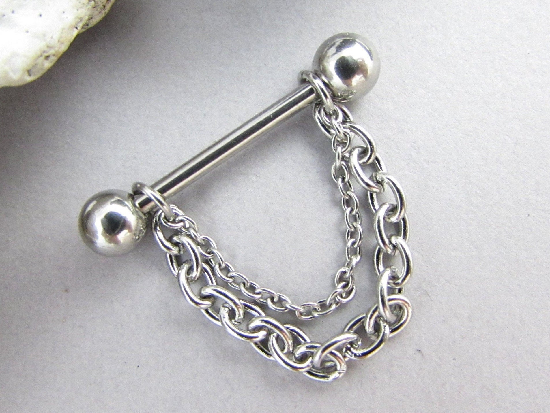 Chain Nipple Ring 316L Stainless Steel Nipple Dangle 16g - Etsy