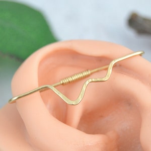 Textured Mountain Solid Yellow Gold Industrial Piercing - Seamless Industrial Bar - Industrial Barbell - Pierced Ear Bar - Cartilage Earring