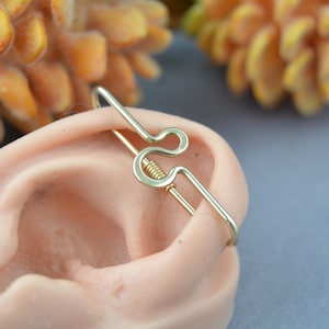 14k Gold SF Loop Industrial Piercing, Seamless Industrial Bar, Industrial Barbell, Double Ear Bar, Pierced Ear Bar, Cartilage Earring Hoop