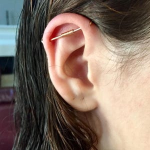 14k Rose Gold Fill 33mm 16ga Industrial Piercing - Seamless Industrial Ear Bar - READY SHIP