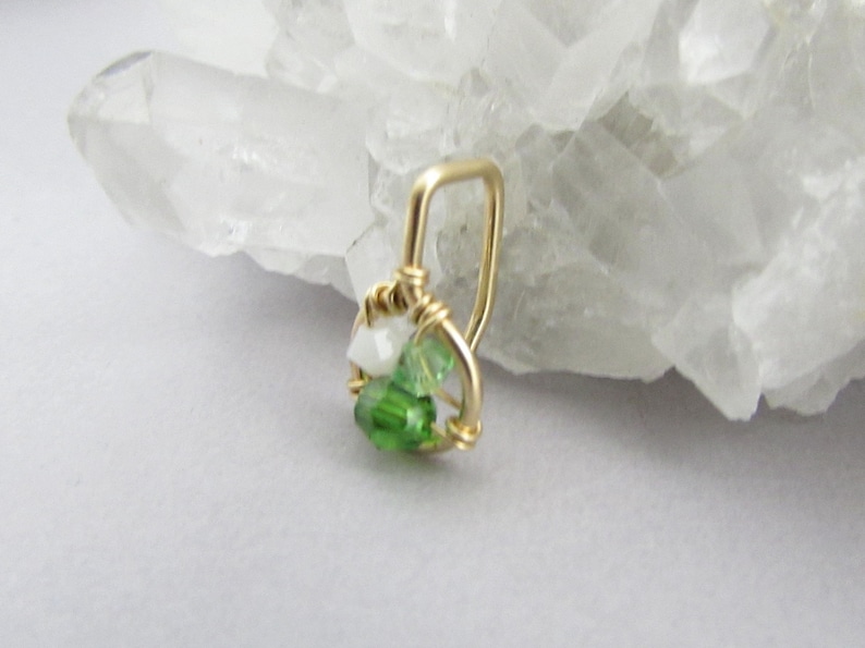 Body Jewelry Rose Petite Belly Piercing Green Gold Small Non Dangle Crystal Belly Ring 12k Gold Fill Silver Dainty Belly Button Ring