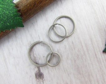 Raw Titanium Seamless Ring - 14g 16g 18g 20g 22g 24g Nose Ring - Septum Tragus Helix Daith Earring - Belly Ring - Nickel Free Endless Hoop