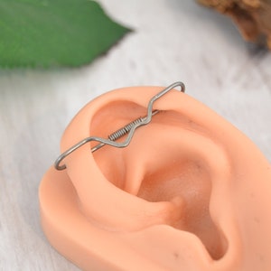 Platinum Mountain Textured Seamless Industrial Bar - Industrial Barbell - 20g 18g 16g Industrial Piercing - Double Ear Piercing - Industrial