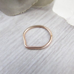 12k Rose Gold Fill Curved V Shaped Seamless Ring - 22g Nose Ring - Endles Hoop - Septum Tragus Helix Rook Conch Lip Earring - Belly Ring