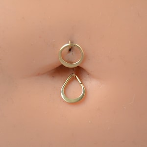 SF Gold Belly Button Ring, 14kYellow Gold Fill Dangle Belly Ring, Belly Piercing, Hoop Belly Ring, Endless Belly Ring, Double Belly Piercing