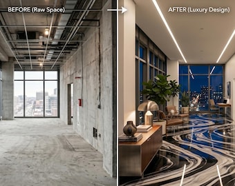 Custom AI Interior Visualization | Luxury Floor Texture Swap Service | Virtual Staging for Real Estate | Epoxy, Marble, & Hardwood Room