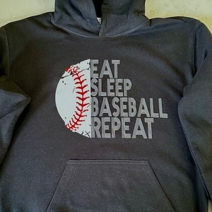Essen Sie Schlaf Baseball-Wiederholungs-Hoodie, Sport-Hoodie, Baseball-Hoodie, Baseballspieler-Hoodie, Geschenk für Baseball-Liebhaber-Hoodie, lustiger Hoodie