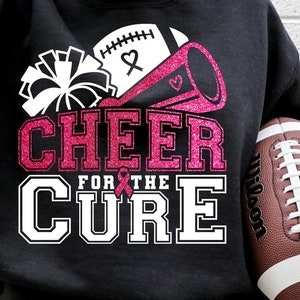 Cheer For The Cure, Breast Cancer Football Awareness With Pink Ribbon, Cheerleader, Pink October &quot;Breast Cancer Shirts&quot;