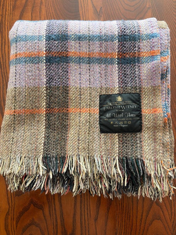 Vintage Wool Plaid Throw Early’s of Witney 46” x 50”