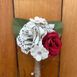 Vintage Sheet Music and Red Rose Boutonnière