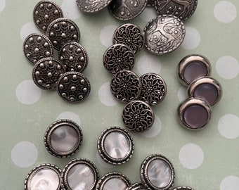 Silver Metal Shank Button Lot