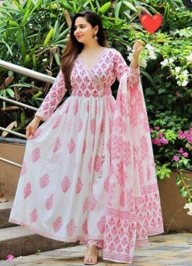 Cotton block print suits clearance