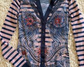 Vintage JEAN PAUL GAULTIER Star Tattoo Striped Sailor Mesh Gothic Baroque Camisole Sweater Cardigan Button Down Shirt Blouse Tank Top Dress