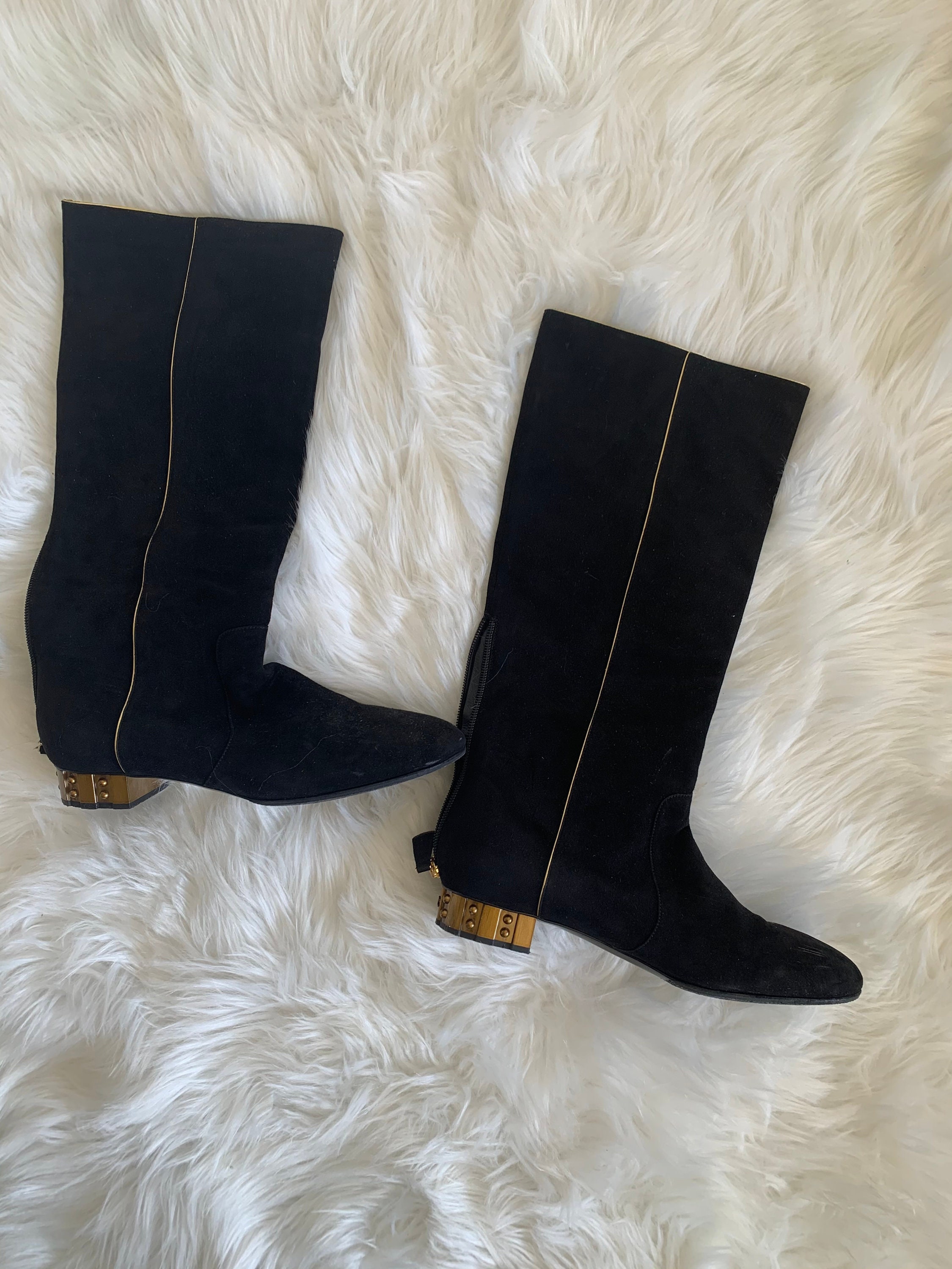Vintage Chanel Black Suede Zip up 