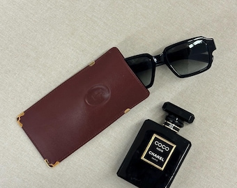 Vintage Cartier Burgundy Leather Pouch Glasses Sunglasses Eyeglass Case