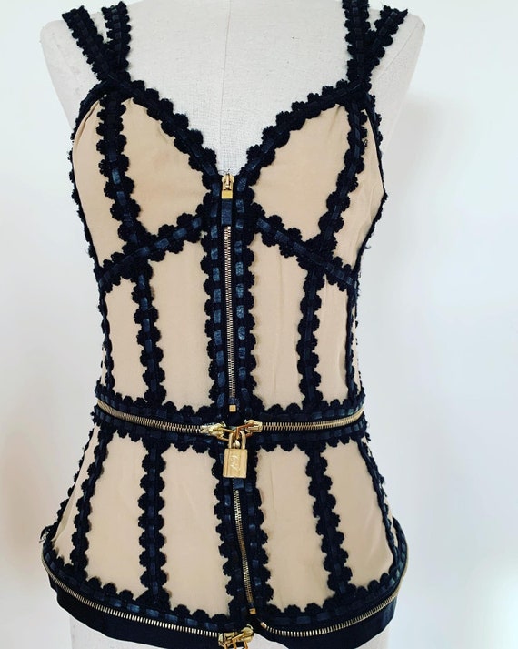 Vintage ALEXANDER MCQUEEN corset zipper lace Knit 