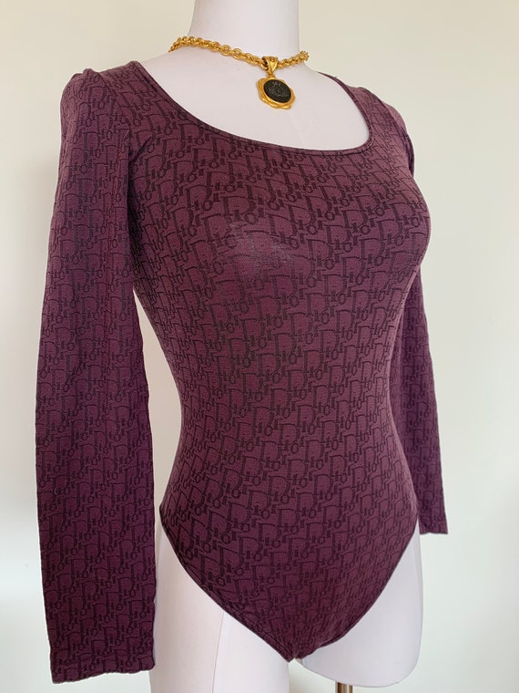 Vintage CHRISTIAN DIOR 90’s Burgundy Bodysuit Shap