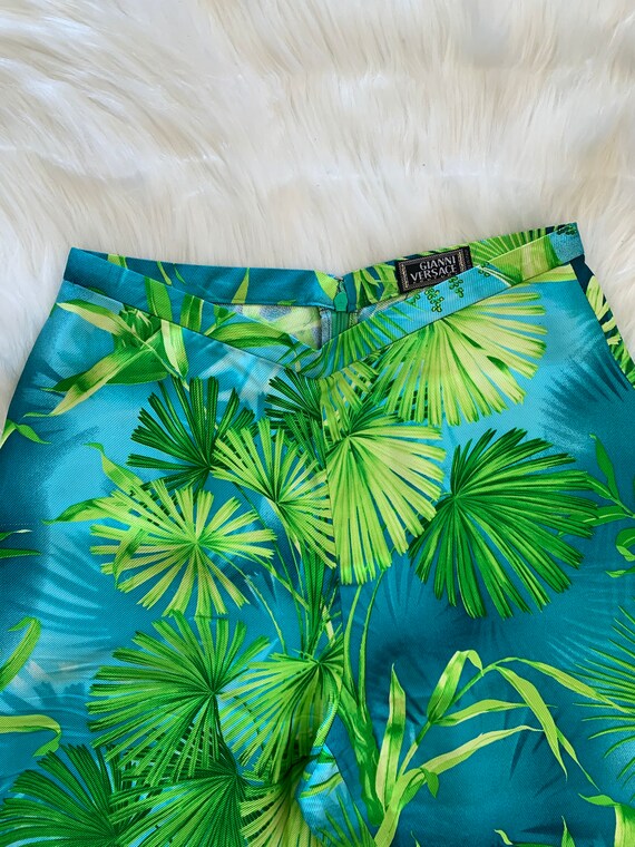 Rare GIANNI VERSACE Tropical Green Jungle Palm Fl… - image 2