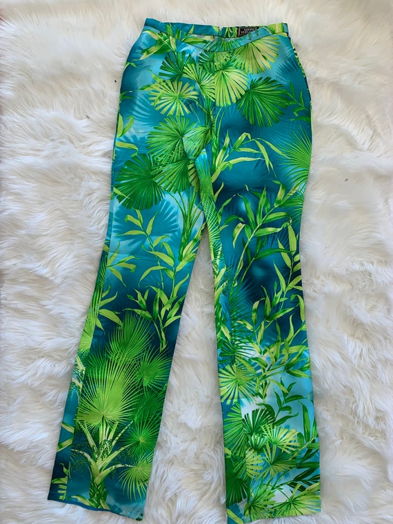 Rare GIANNI VERSACE Tropical Green Jungle Palm Fl… - image 1