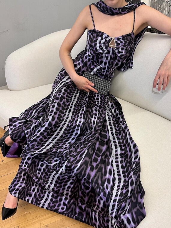 Vintage Roberto Cavalli Just Cavalli Leopard Print Silk Evening