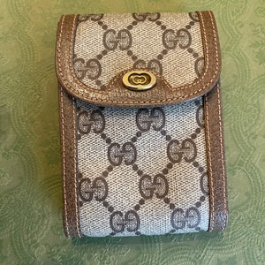 Gucci Italy Rare Gilt Bridal Medallion Brown Coated Canvas Shoulder Bag c  1970s
