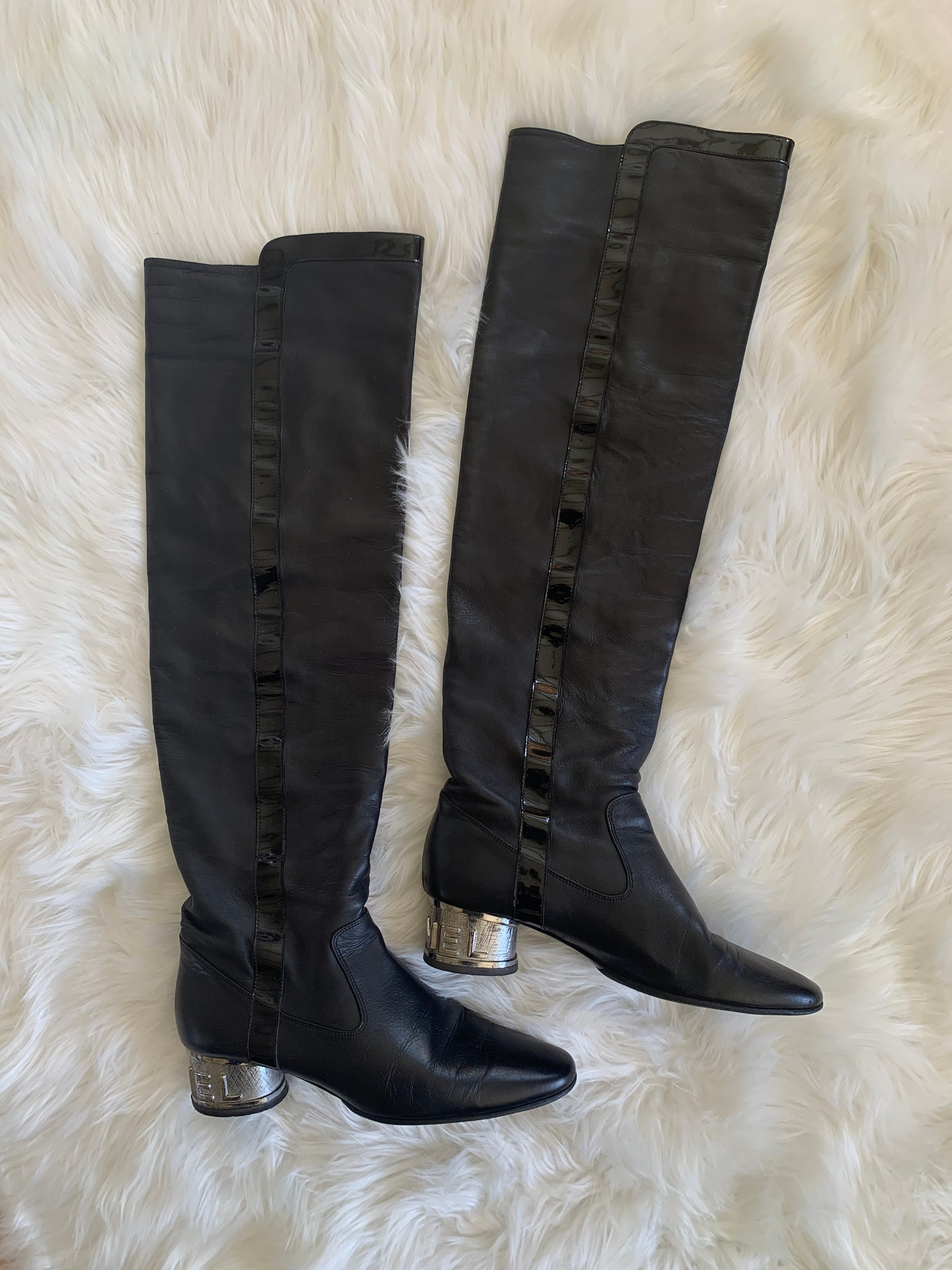 Chanel Knee-High Maryjane Leather Boots | Foxy Couture Carmel