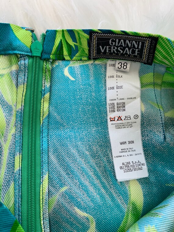 Rare GIANNI VERSACE Tropical Green Jungle Palm Fl… - image 3