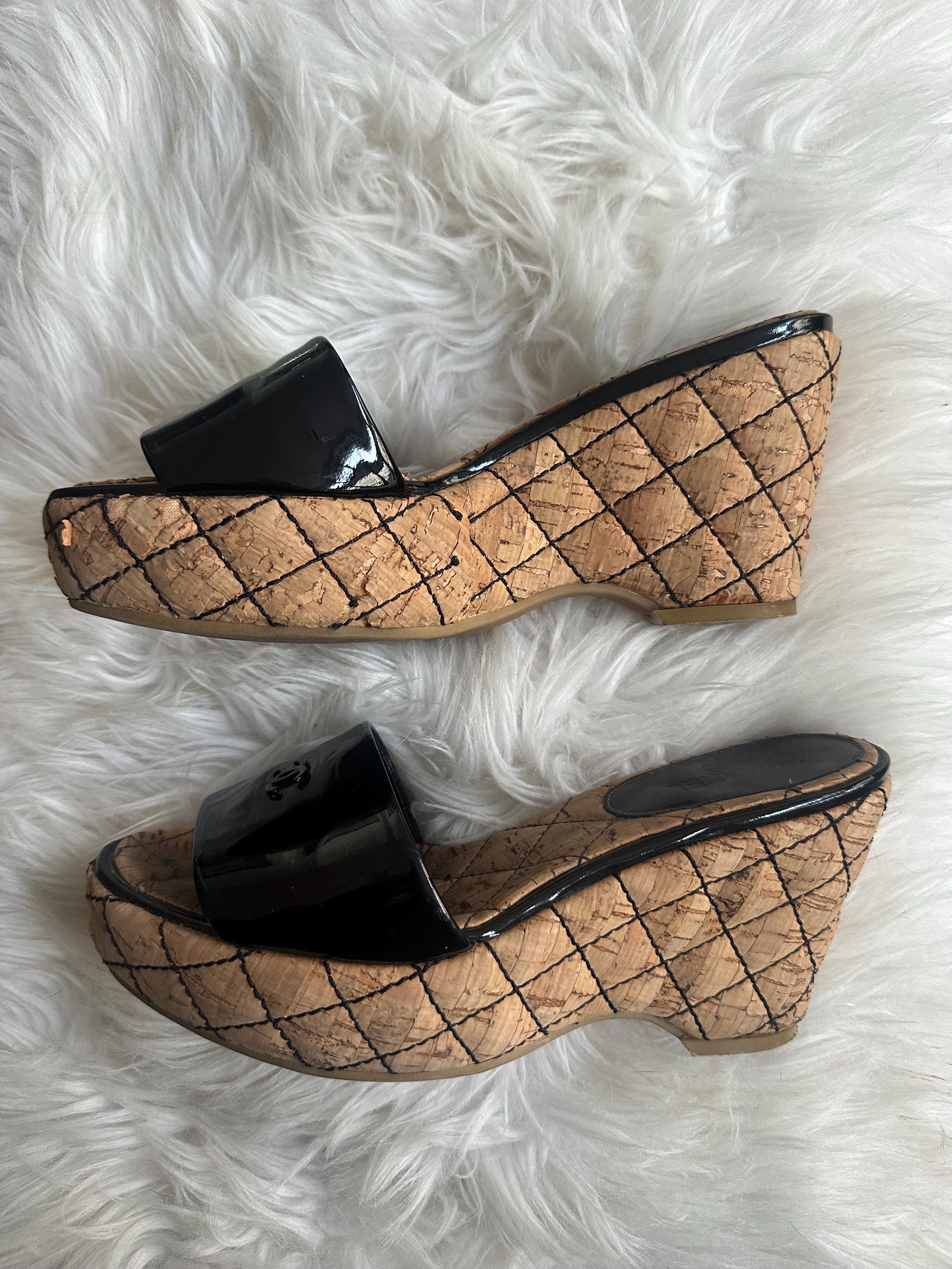 靴 Vintage Chanel Leather Sandals 38 Chanel Vintage Dad Sandals Black Leather IT36 | eBay