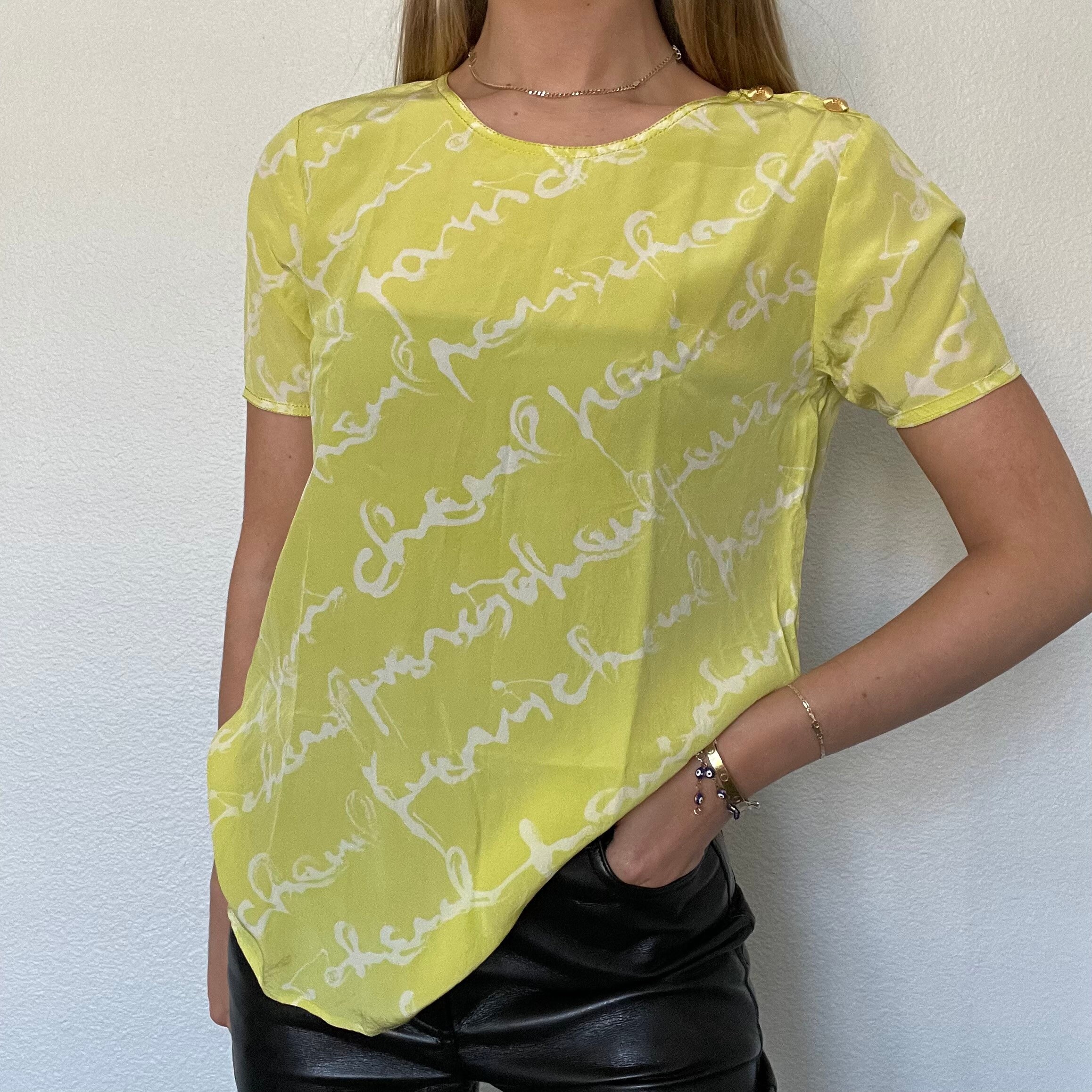 Vintage Chanel Neon Green Logo Crop Top – Treasures of NYC