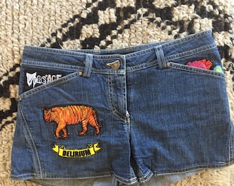Vintage VERSACE Jeans Couture Denim Delirium Medusa Head Jeans Shorts Size 2