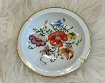 GUCCI×BERNARDAUD LIMOGES France アッシュトレイ Vintage 1980's GUCCI porcelain floral Trinket tray Ashtray