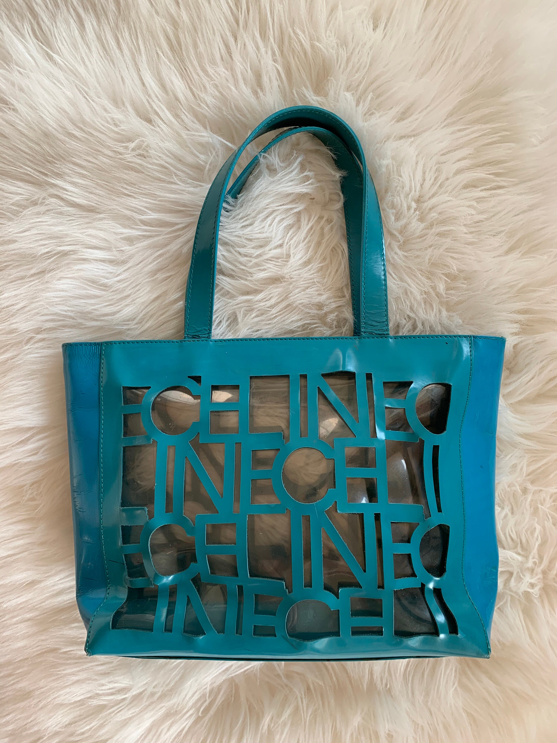 Vintage 90's CELINE Turchese Chiaro Logo Shopper | Etsy Italia