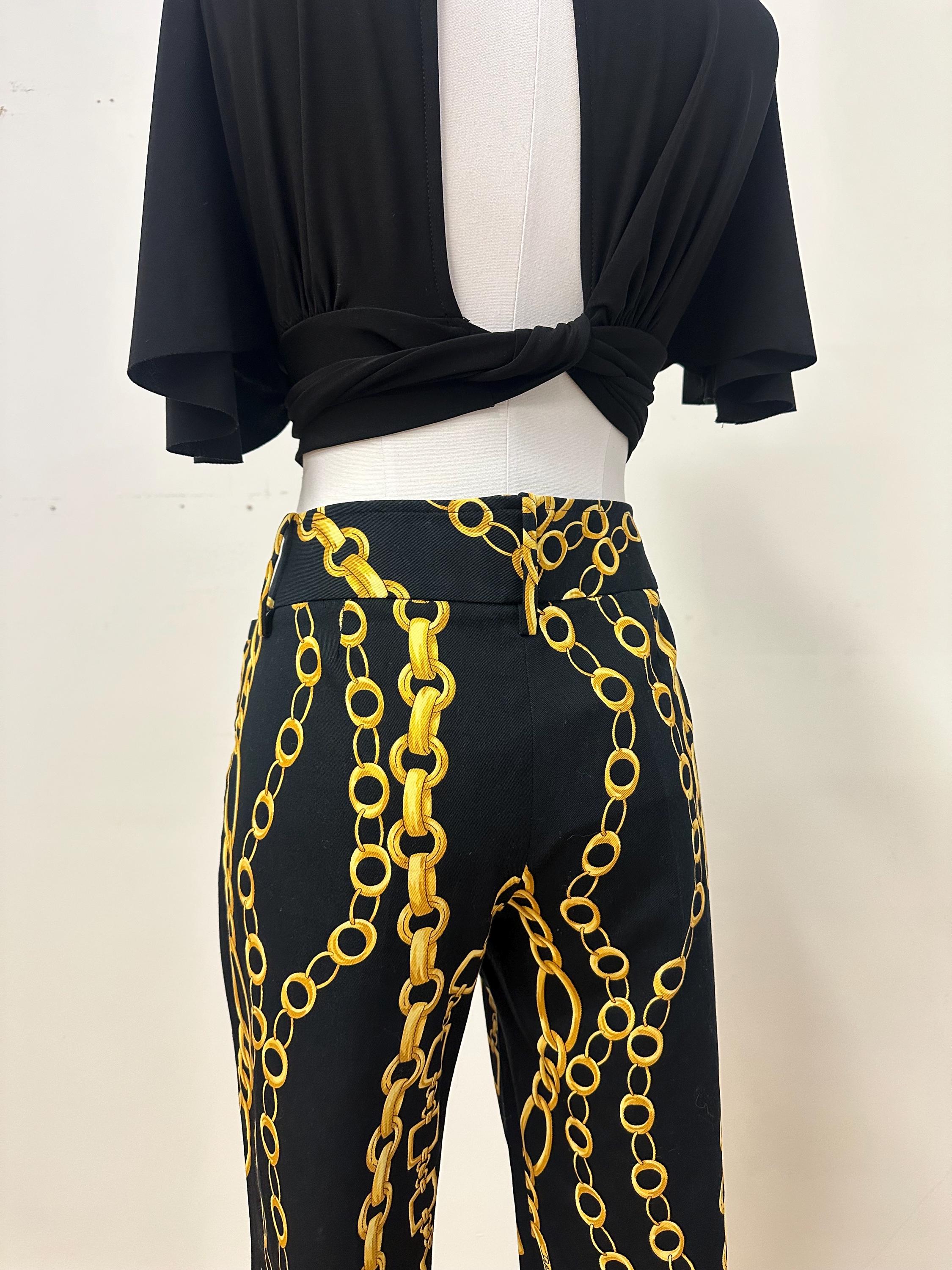 2024-25 秋冬新作  ハイブランドの Black GABBANA AND DOLCE Rare Gold Pants Monogram Print Chain パンツ