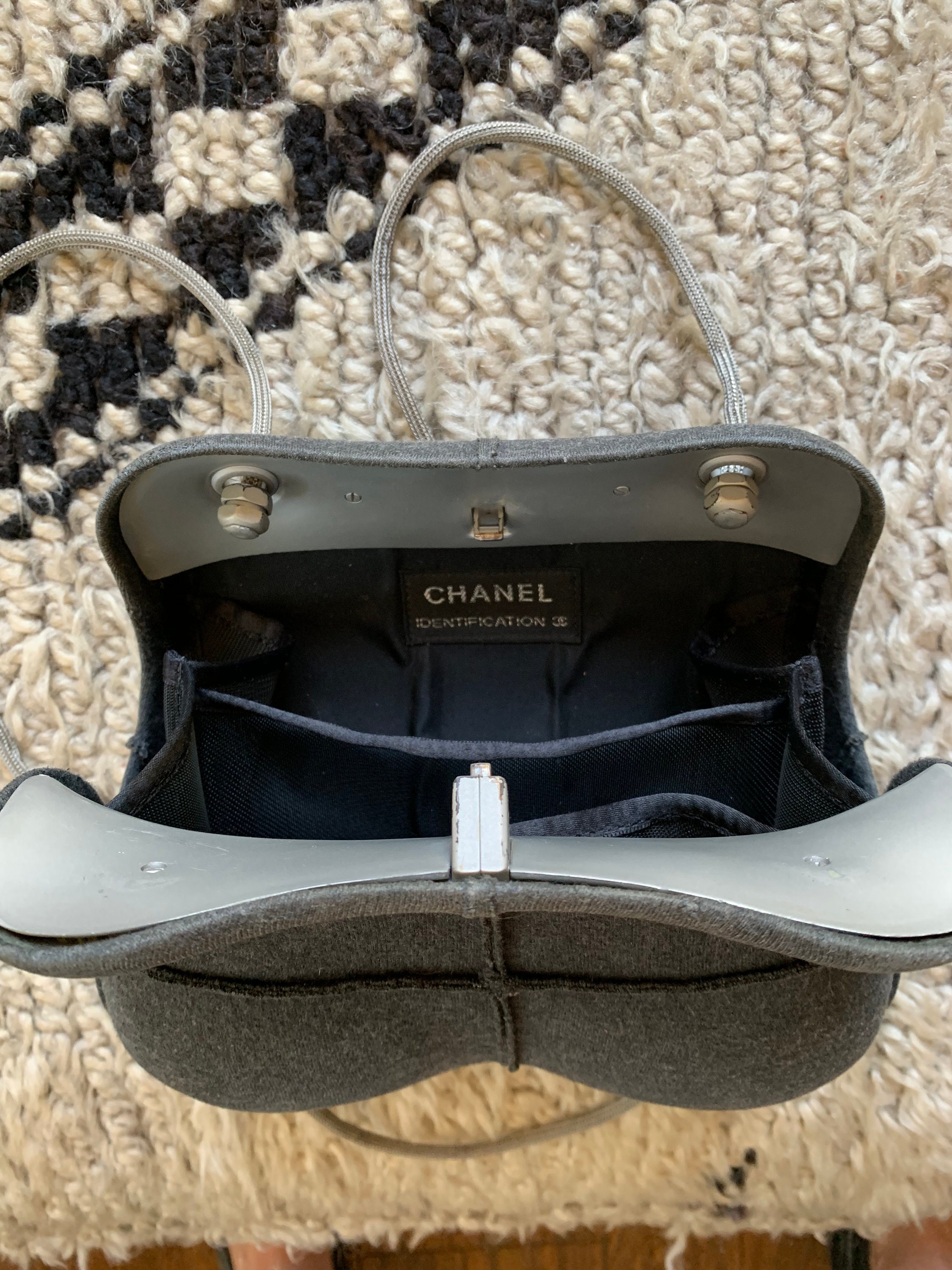 Vintage 1999 90's CHANEL Logo Grey Silver Monogram