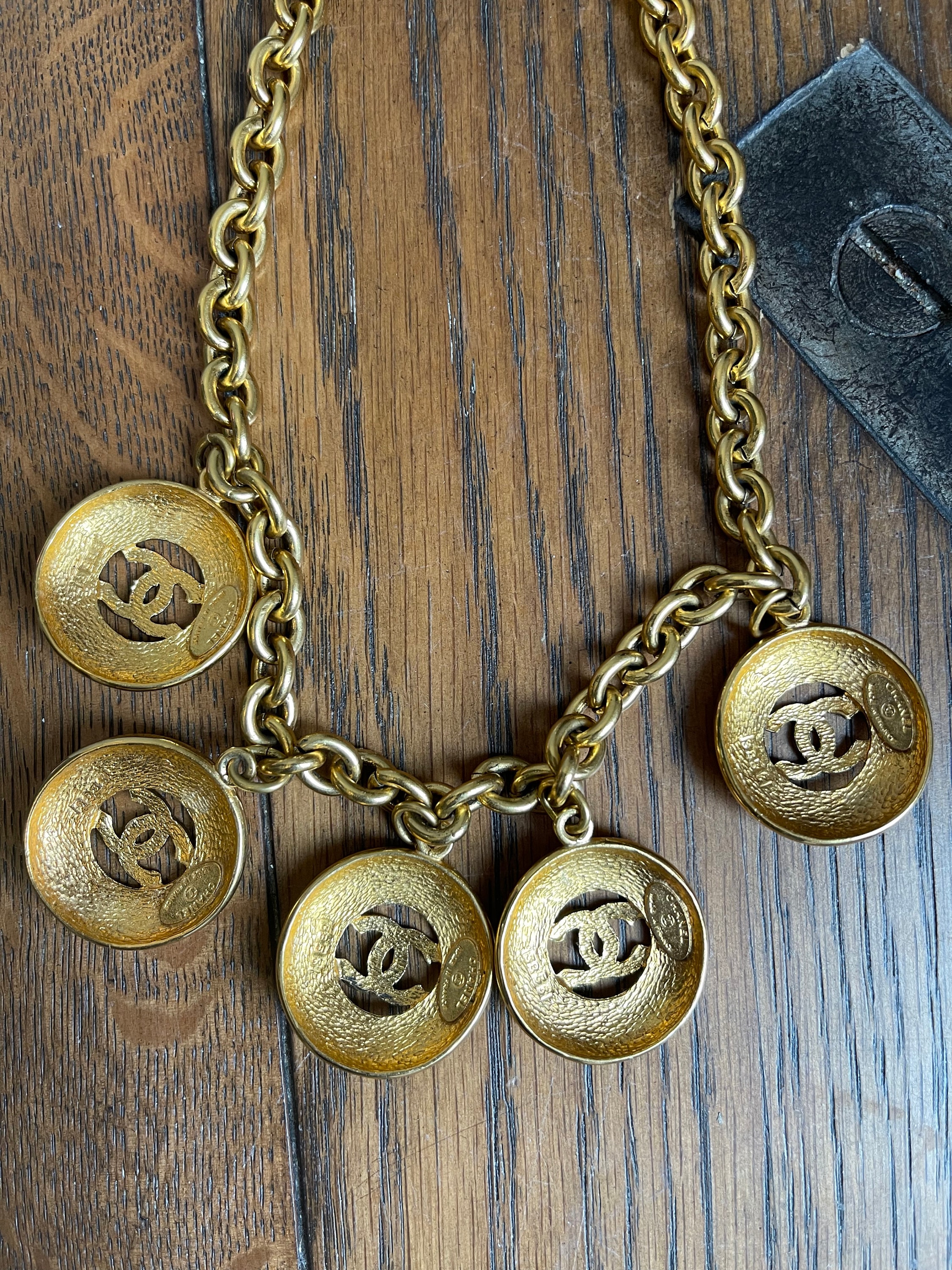 Vintage CHANEL Oversized CC Logo Medallion Gold Plated Charm Vintage CHANEL Oversized CC Logo Medallion Gold Plated Charm