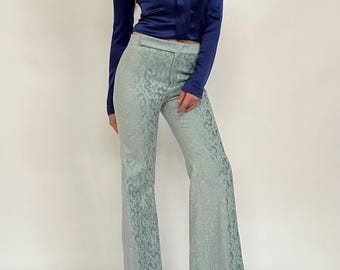 Vintage Fall 1999 GUCCI by Tom Ford Wide Flared Leg Black Leather