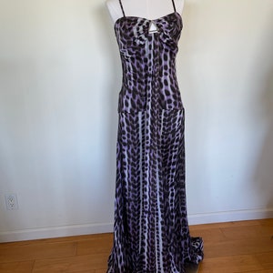 Vintage Roberto Cavalli Just Cavalli Leopard Print Silk Evening Gown Long Weighted Hem