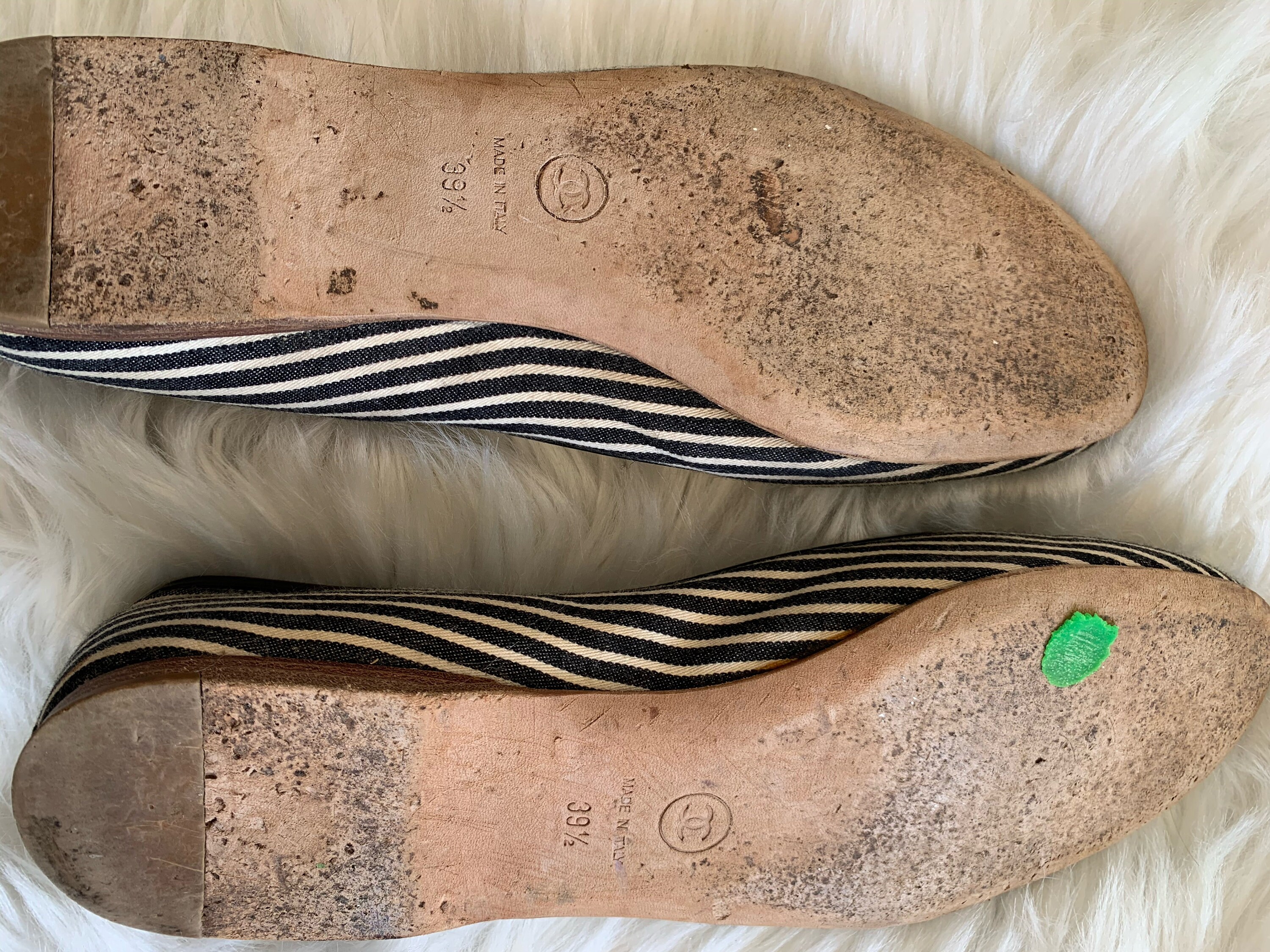 Vintage Chanel Striped Flat Sandals | Etsy