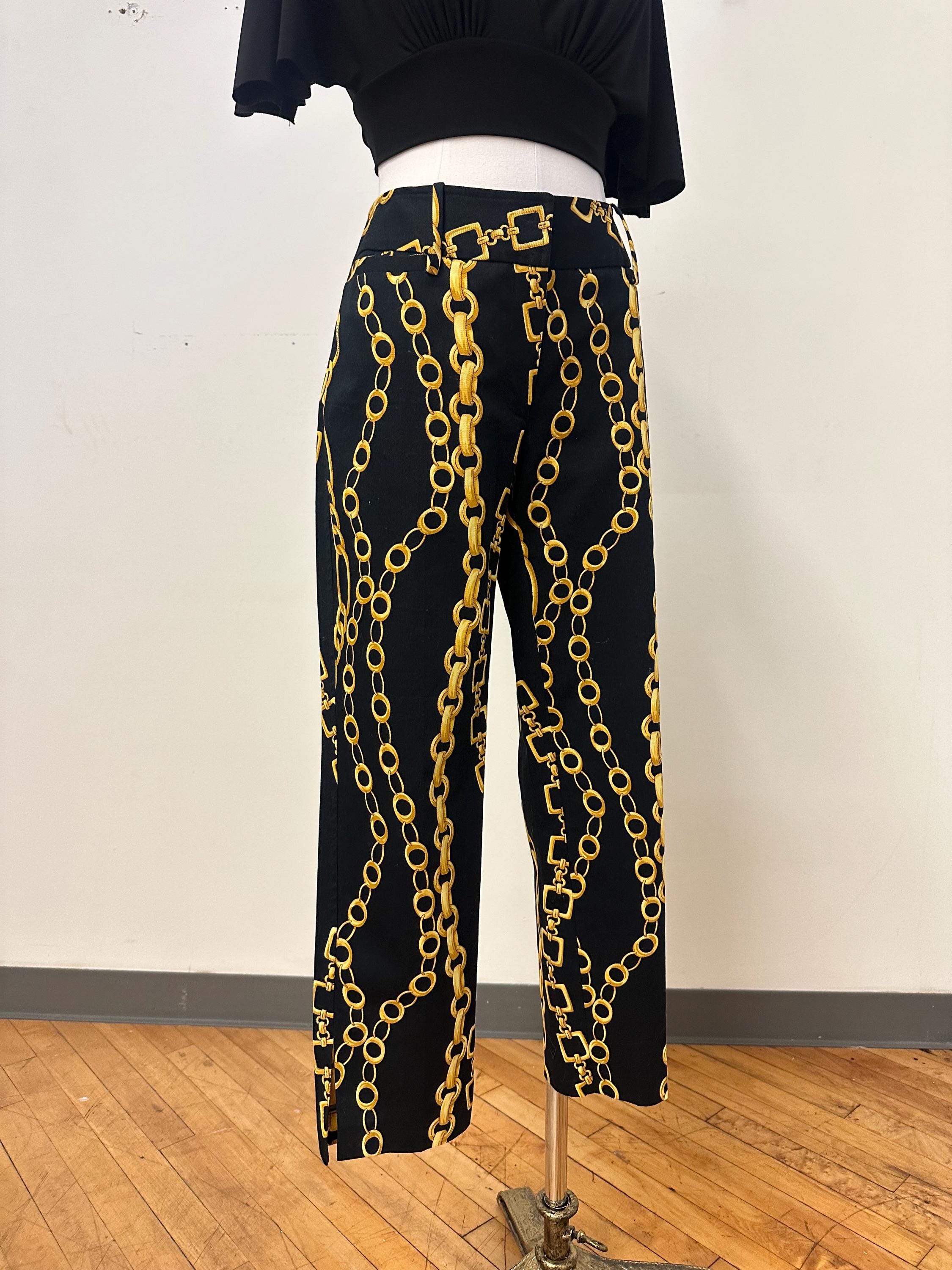 Rare DOLCE AND GABBANA Black Gold Chain Print Monogram Pants