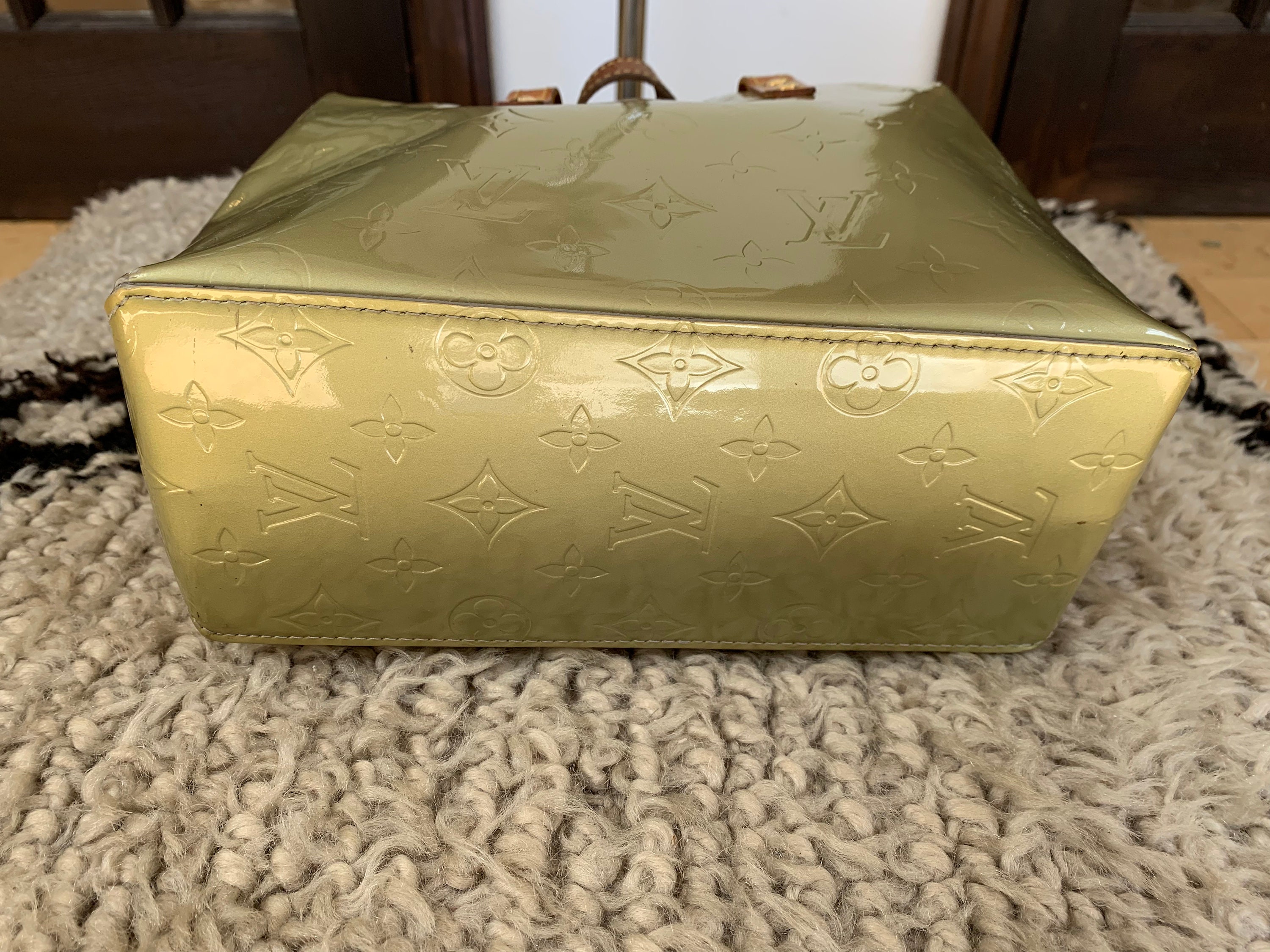 Louis Vuitton, Bags, Authentic Louis Vuitton Reade Classic Monogram  Vernis Mini Handbag Red Tan Gold