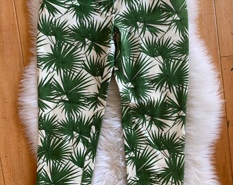 Vintage CELINE Palm Print Capri Pants, Size US 8-10